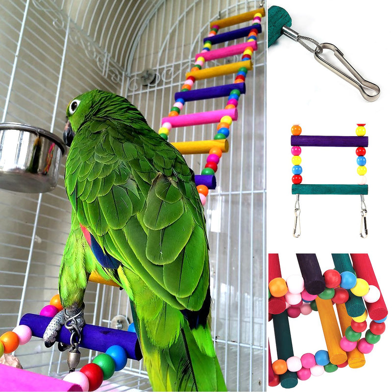 [Australia] - Bird Parrot Toys Ladders Swing Chewing Toys Hanging Pet Bird Cage Accessories Hammock Swing Toy for Small Parakeets Cockatiels, Lovebirds, Conures, Macaws, Lovebirds, Finches 12 Ladders 