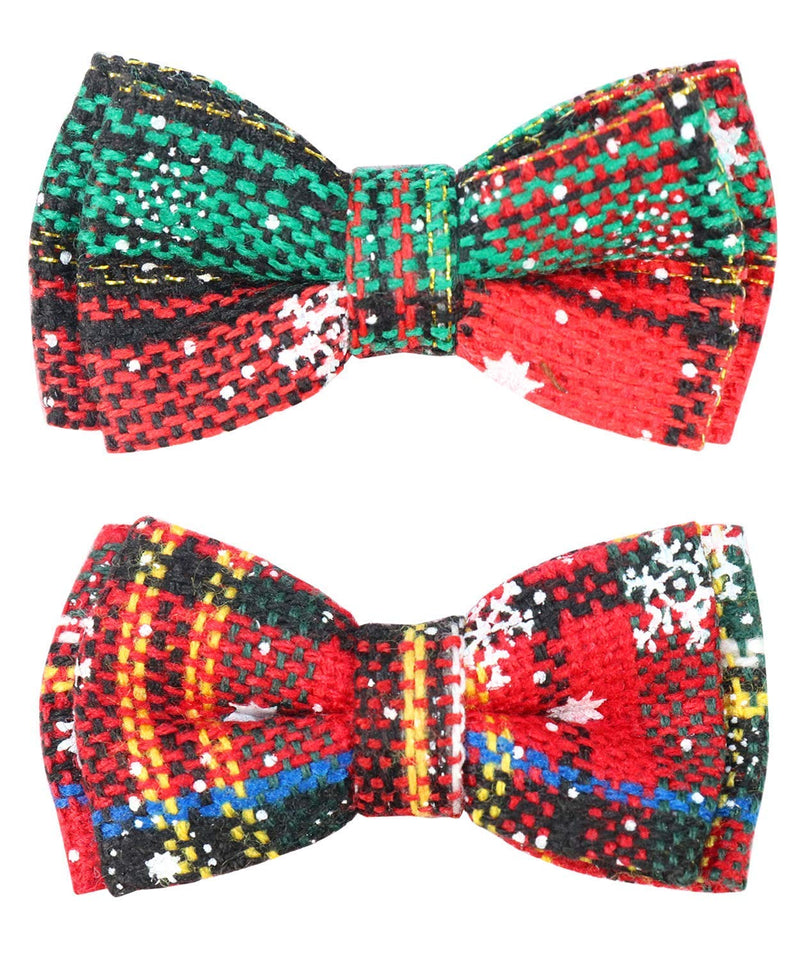 [Australia] - CHUKCHI Breakaway Cat Collar with Bow Tie and Bell, Cute Plaid Patterns, 2 Pack Kitty Safety Collars 