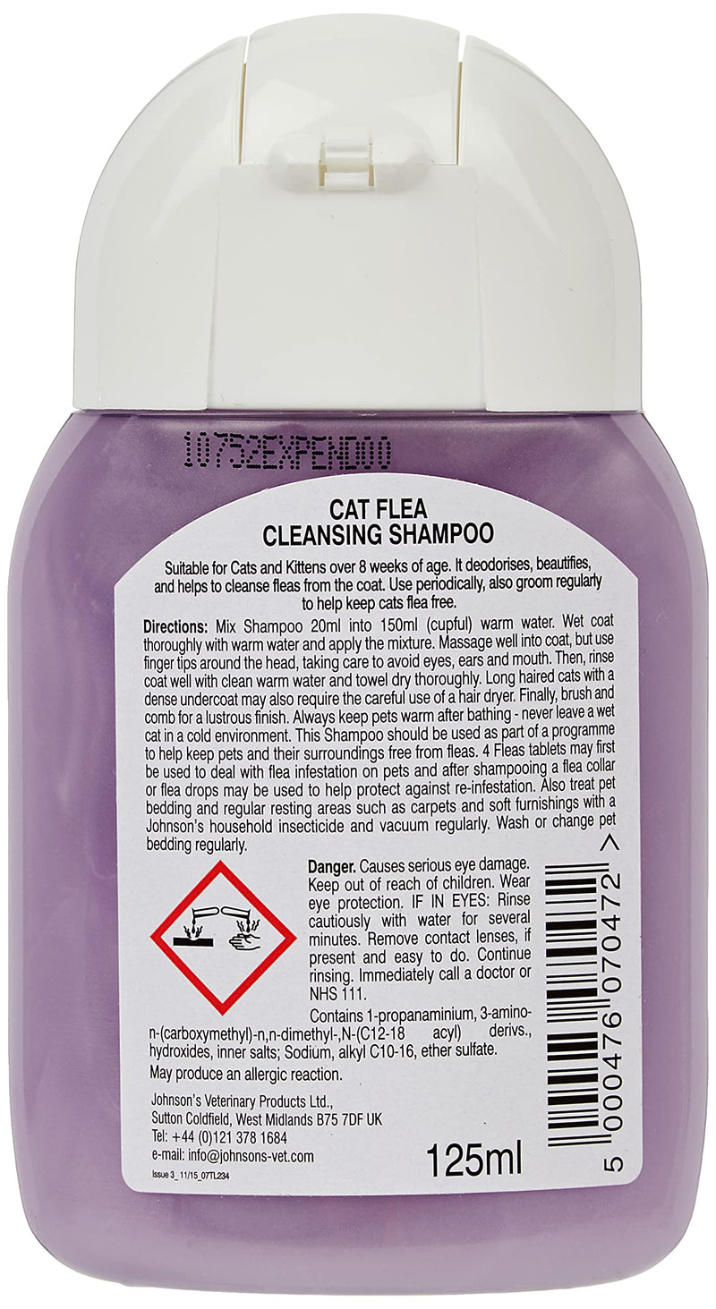 Johnsons 4Fleas Tablets for Cats and Kittens, 6 Treatment Pack & Cat Flea Cleansing Shampoo 125 ml + Cat Cleansing Shampoo - PawsPlanet Australia