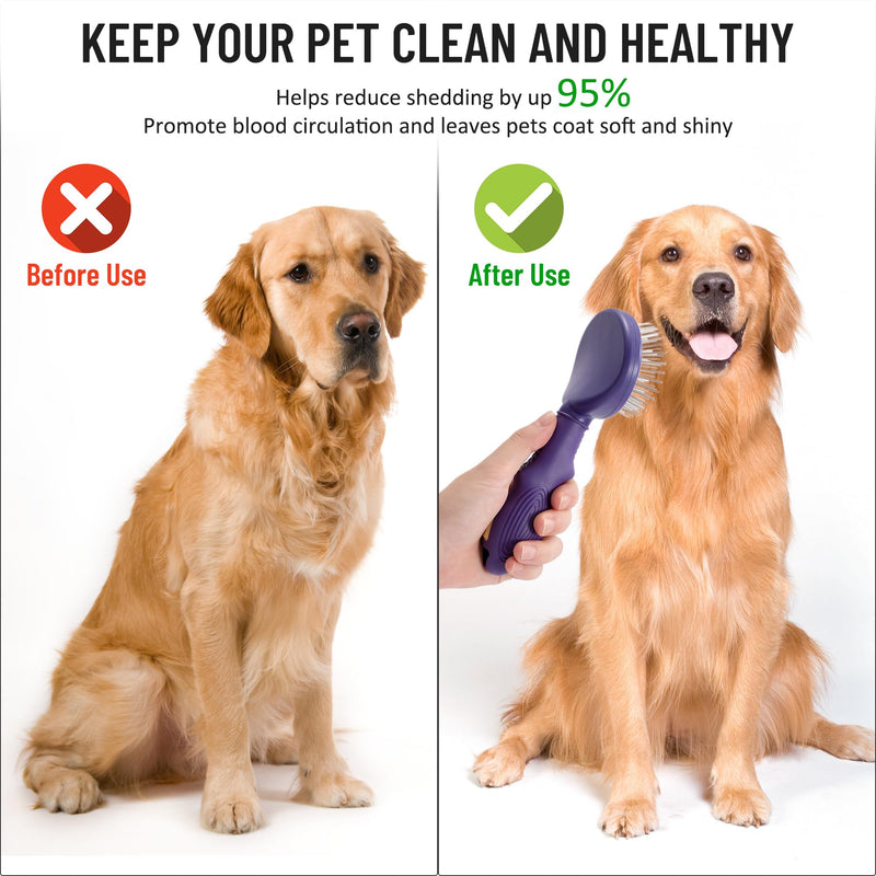Dog brush cat brush gentle pet brushes with rounded metal tines undercoat brush suitable for dogs and cats short to long hair - PawsPlanet Australia