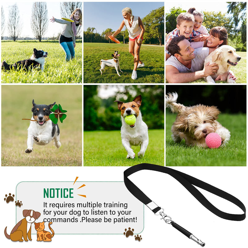 Frienda 6 Pieces Dog Whistles Ultrasonic Dog Whistles Ultrasonic Whistles with Adjustable Pitch Silent Whistles with Lanyard Black and White for Pet Dog Training - PawsPlanet Australia