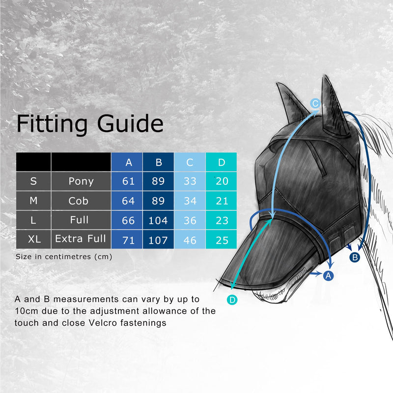 Harrison Howard CareMaster Fly Mask Full Face Silver/Blue Retro Cob - PawsPlanet Australia