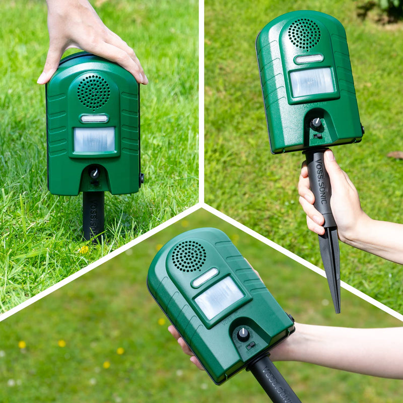 Ultrasonic distributor with motion detector & FLASH - marten deterrent, cat deterrent, animal deterrent, raccoon incl. power supply and ground rod - PawsPlanet Australia