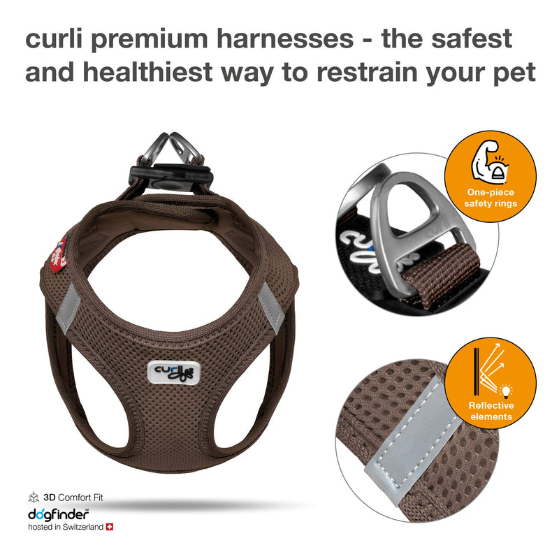 Curli Vest Harness Air-Mesh Brown M Medium(45 - 50 cm) - PawsPlanet Australia