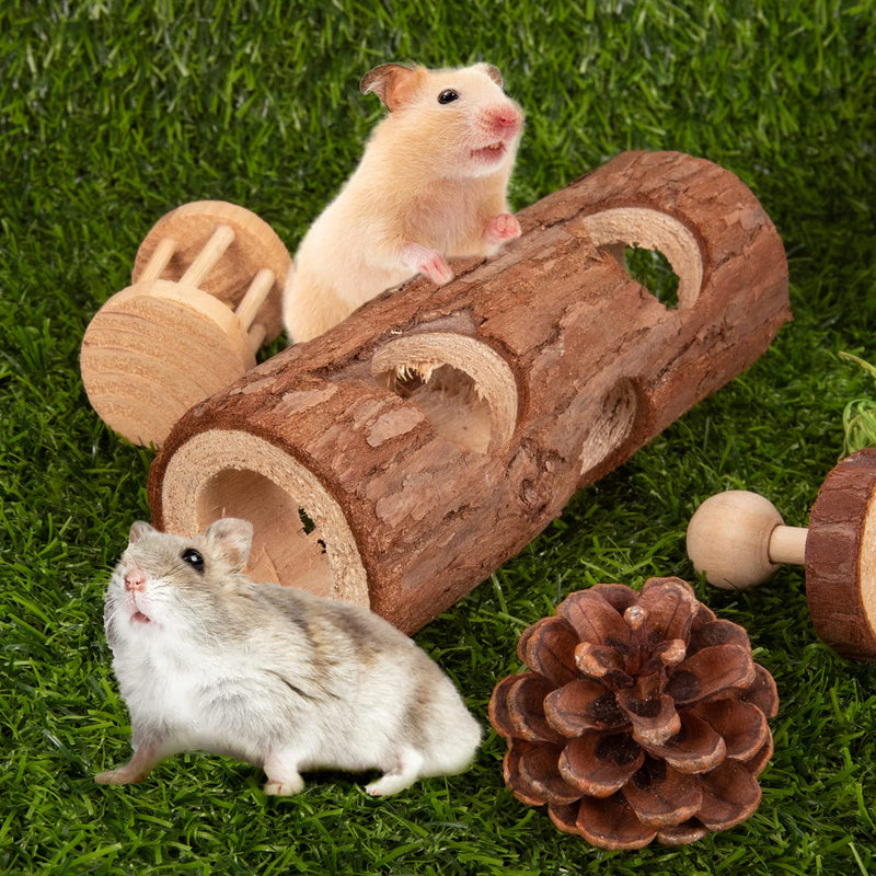 Sofier Hamster Toys and Accessories 8 Pack Hamster Chew Toys for Teeth Natural Wooden Ladder Bridges Hamster Hideout Tube Small Animal Toys for Rat Dwarf Hamster Parrot Gerbil - PawsPlanet Australia