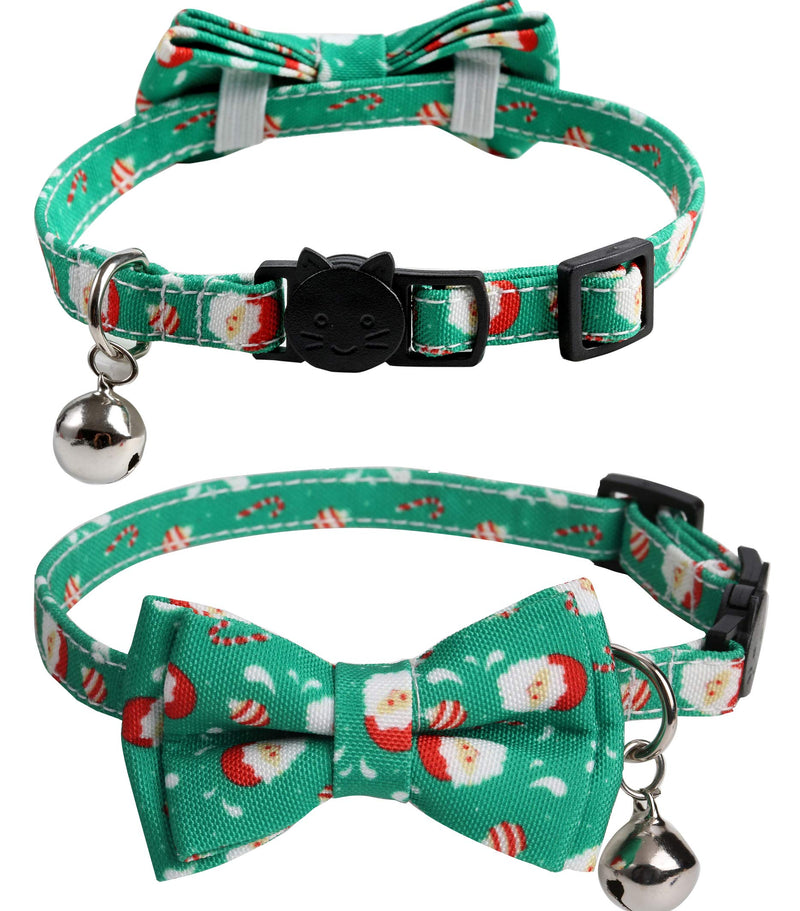 [Australia] - Pawskido Christmas Cat Collar Bowtie, 2 Pack Bow Tie Breakaway Kitten Collar with Bell 