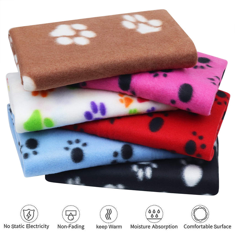 AK KYC 6 Pack Dog Blanket 24"x28" Mixed Blanket for Puppy Cushion Fleece Blankets Dog Cat Pet Sleep Mat Pad Bed Cover with Paw Print Kitten Soft Warm Blanket for Animals 6 pack-B(24x28 inches) - PawsPlanet Australia