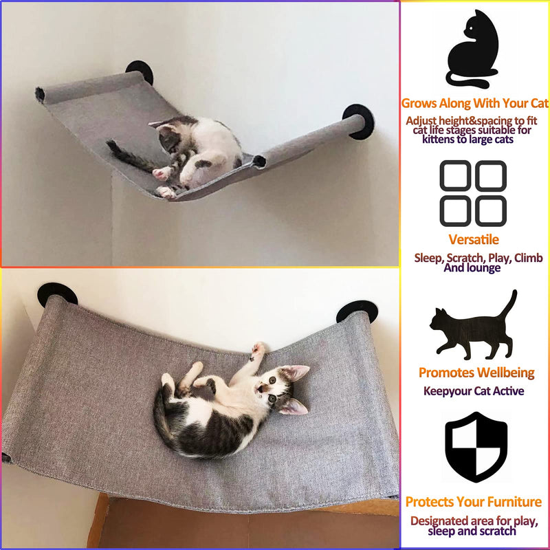 NEECONG Cat Hammock Wall Mounted Cat Wall Shelves Furniture for Sleeping, Playing, Climbing, and Lounging - Metal Bracket Easily Holds up to 45 lbs - PawsPlanet Australia