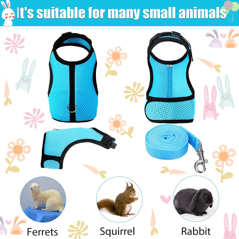 3 Pieces Bunny Rabbit Harness with Leash Adjustable Guinea Pig Harness Rabbit Buckle Breathable Mesh Pet Vest for Bunny Ferret Chinchilla and Similar Small Animals S - PawsPlanet Australia