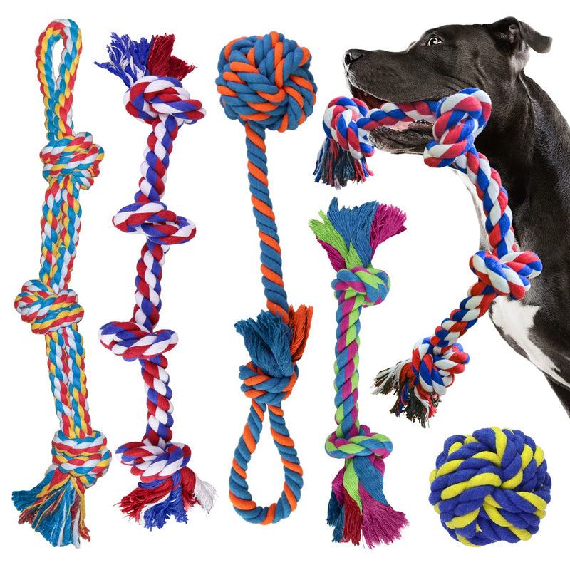 GaiusiKaisa 5PCS All XL Dog Toy Rope for Large and Medium Dogs - Robust Rope Dog Toy for Aggressive Chewers - Almost Indestructible - Dog Toy Ball - Tug of War Rope Ball for Chewing 5pcs-xl - PawsPlanet Australia
