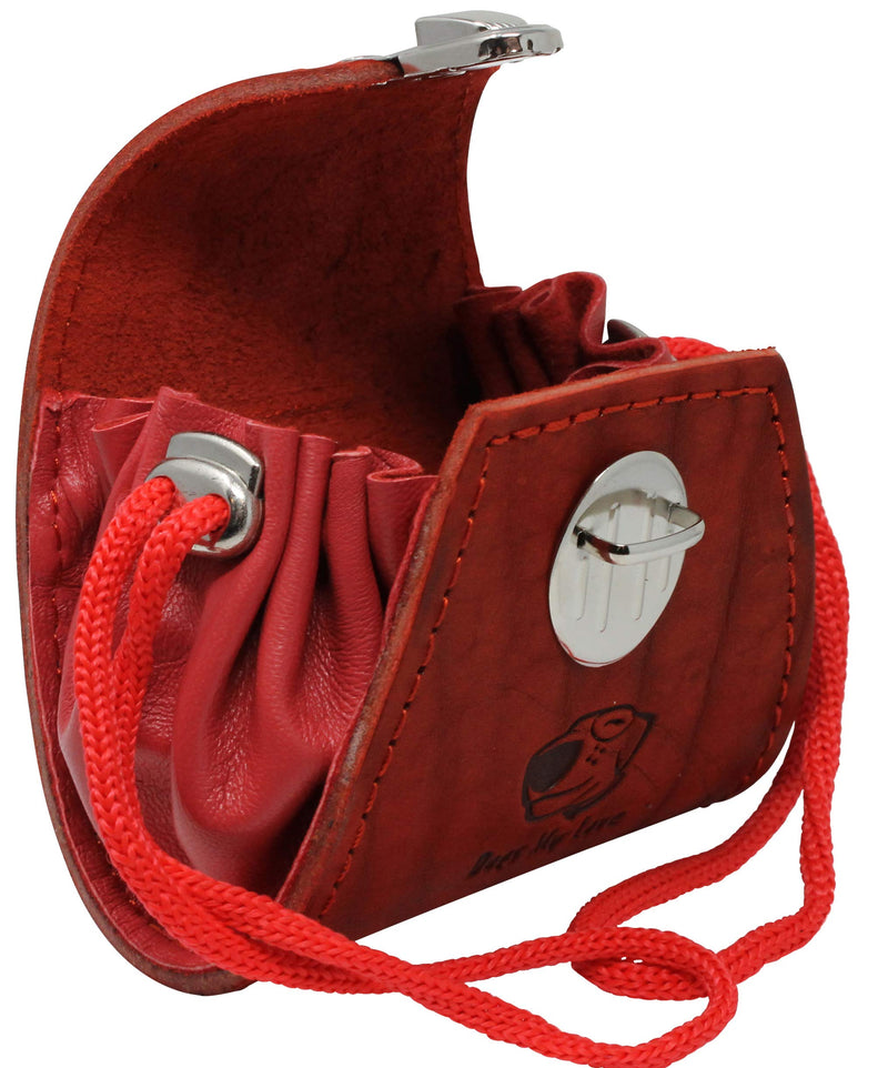 [Australia] - Dogs My Love Genuine Leather Training Treat Bag Waist Attachment Pouch and Belt Loop Red 