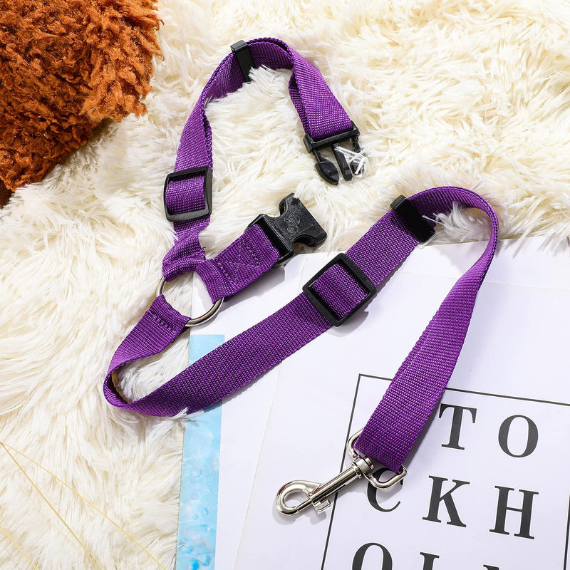 Balacoo Dog Cars Seat Belt Harness Seatbelt Tether - Adjustable Length Dog Safety Belt Pet Leash Rope Vehicle Headrest Restraint Harness 2Pcs - Purple - PawsPlanet Australia