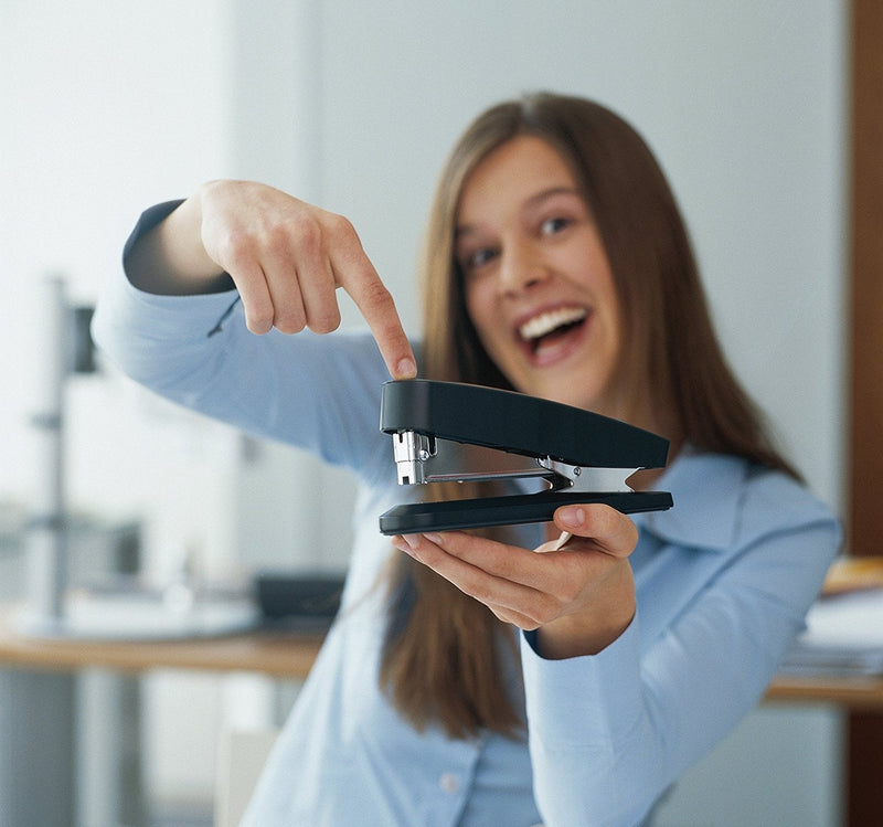 Novus B 7A comfort stapler (30 sheets stapling capacity, automatic function, incl. 200 staples) glossy gray - PawsPlanet Australia