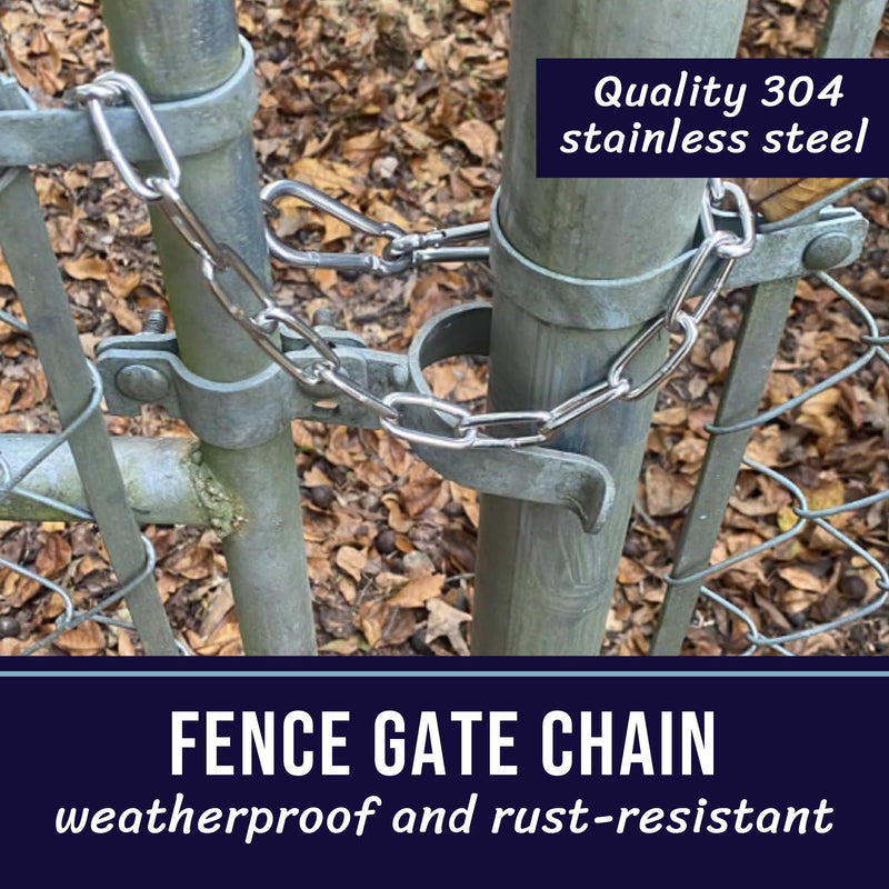 PNKPET 304 Stainless Steel Gate Chain 20" x 5/25" - 550lbs Capacity Chain Lock - Chain Link Gate Latch for Outdoor Fence & Livestock - Safety Hanging Metal Chain with 2 Carabiners - Black (1 Pack) 5mm Black - 1 Pack - PawsPlanet Australia