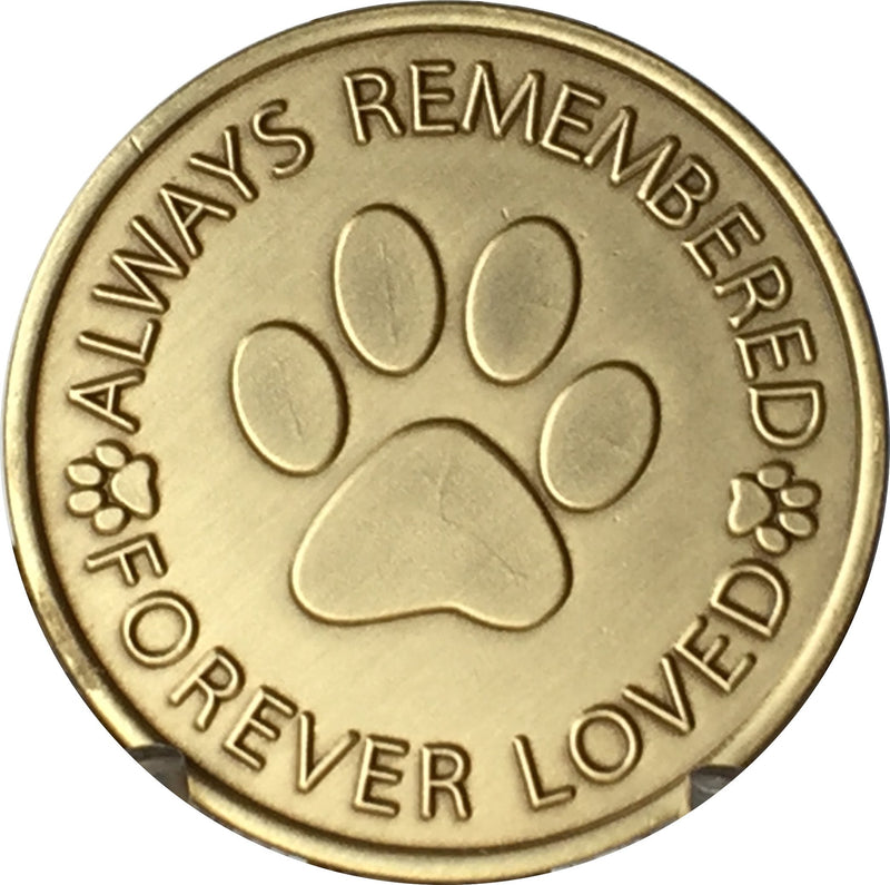 [Australia] - RecoveryChip Set of 2 Always Remembered Forever Loved Bronze Dog Memorial Tokens Pet Bereavement Gift 