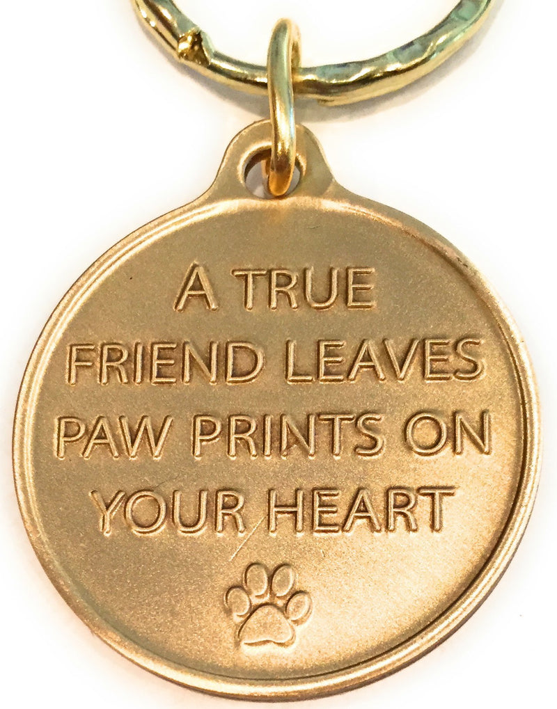 [Australia] - Dog Dad - A True Friend Leaves Paw Prints On Your Heart Keychain Paw Print Bronze 