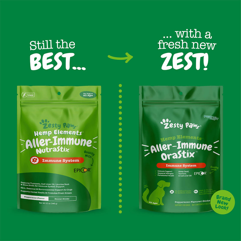 Zesty Paws Aller-Immune Sticks for Dogs - with Hemp Seed, Turmeric, EpiCor & Fish Oil - Supports Immune Function + Seasonal Allergies + Skin Health - Proprietary Healthy Teeth & Gum Blend 12oz - PawsPlanet Australia
