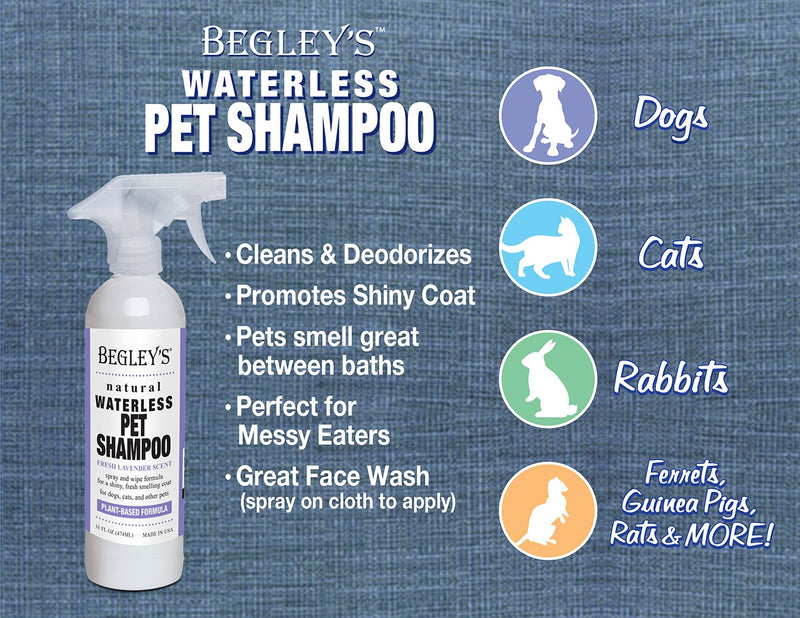 [Australia] - Begley’s Natural No Rinse Waterless Pet Shampoo, Bathless Cleaning, Deodorizing, and Odor Removal for a Shiny, Fresh Smelling Coat - Effective for Dogs, Puppies, and Cats 2-Pack Lavender 