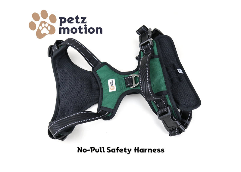 Petzmotion No-Pull Safety Dog Harness, Adjustable Reflective Outdoor Pet Vest with Handle, Durable Breathable Material (S - Small, Green) S - Small - PawsPlanet Australia