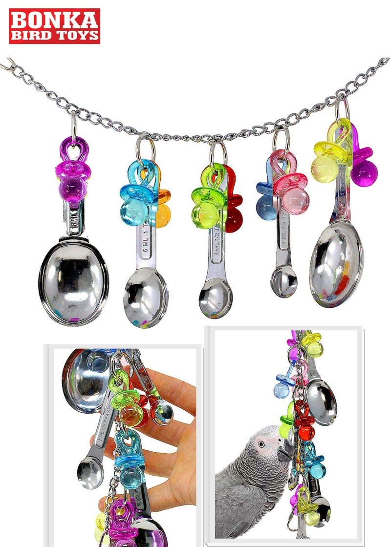 [Australia] - Bonka Bird Toys Durable Delight Bird Toys Parrot Parrotlet Quaker Macaw African Grey Cockatiel Budgie Stainless Steel Spoons Spoon Delight 