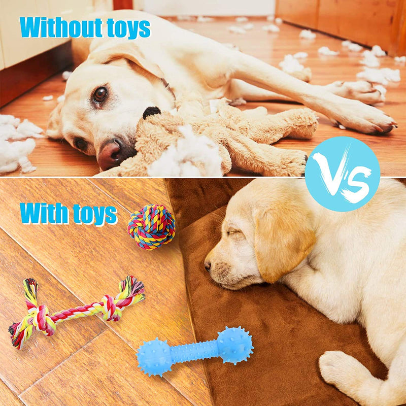 Puppy Toys 11 Pack, Puppy Chew Toys, Dog Rope Toys, Dog Teething Toys, IQ Treat Ball, Squeaky Toys and Dog Flying Disc for Playtime and Dog Training, Washable Cotton Rope for Small-Medium Dogs (Mixed) Mixed - PawsPlanet Australia