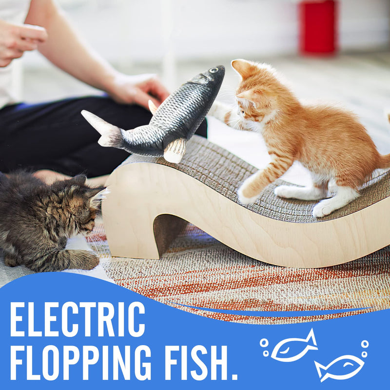 ZRH Electric Moving Fish Cat Toy 10.5'' Realistic Interactive Flopping Fish Wagging Fish Catnip Toy,nteractive Catnip Kicker Toys for Indoor Cats Small Dog - PawsPlanet Australia