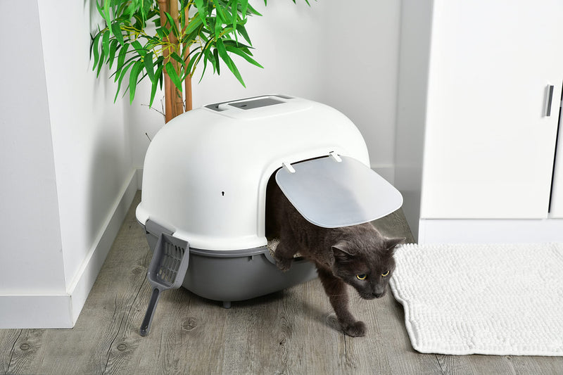 Iris Ohyama, Cat Litter Box, Closed Cat Litter Box, Scoop, L40 x D51 x H39 cm, WNT-510, Gray WNT-510, Closed / Wide - PawsPlanet Australia