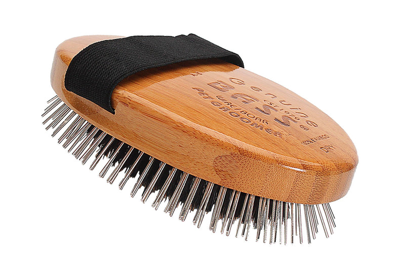 [Australia] - The Hybrid Groomer | Patented & Award Winning Pet Brush | 100% Premium Natural Bristle + Alloy Pin Grooming Brush | Large Palm | Natural Rubber Cushion | Natural Bamboo Handle | Bass Brushes A5-DB 