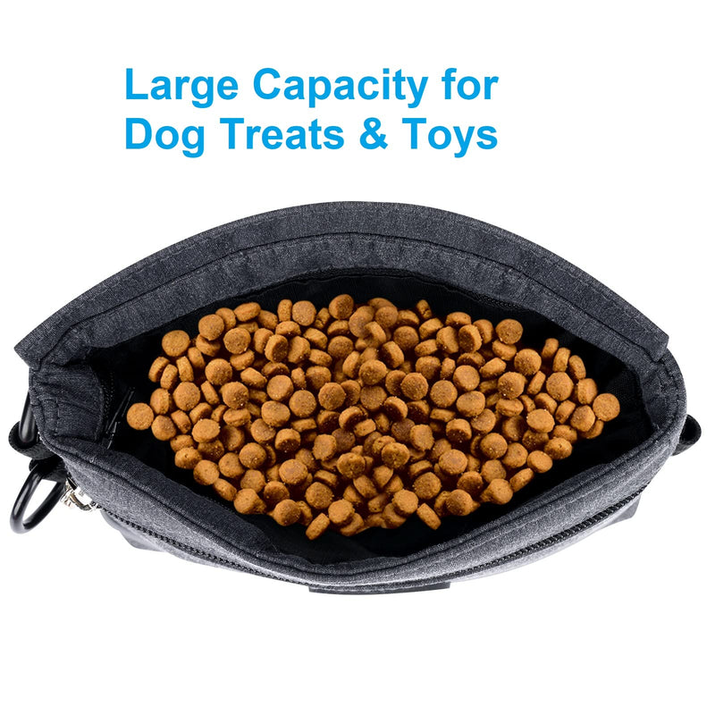 Viklluyr Dog Treat Pouch Bag with Magnetic Closure, Dog Food Carrier with Removable Inner Pocket, Built-in Poop Bag Dispenser Perfect Dog Training Bag for Agility Training - Including Carabiner Medium Grey - PawsPlanet Australia