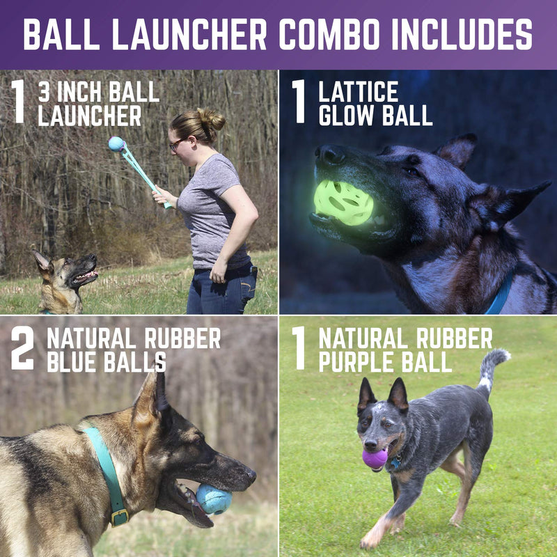 [Australia] - Chew King Fetch Balls Extremely Durable Natural Dog Toy Ball Launcher, Squeaker Floating Fetch Ball,Fetch Toy Collection Ball Launcher - 3" Balls 