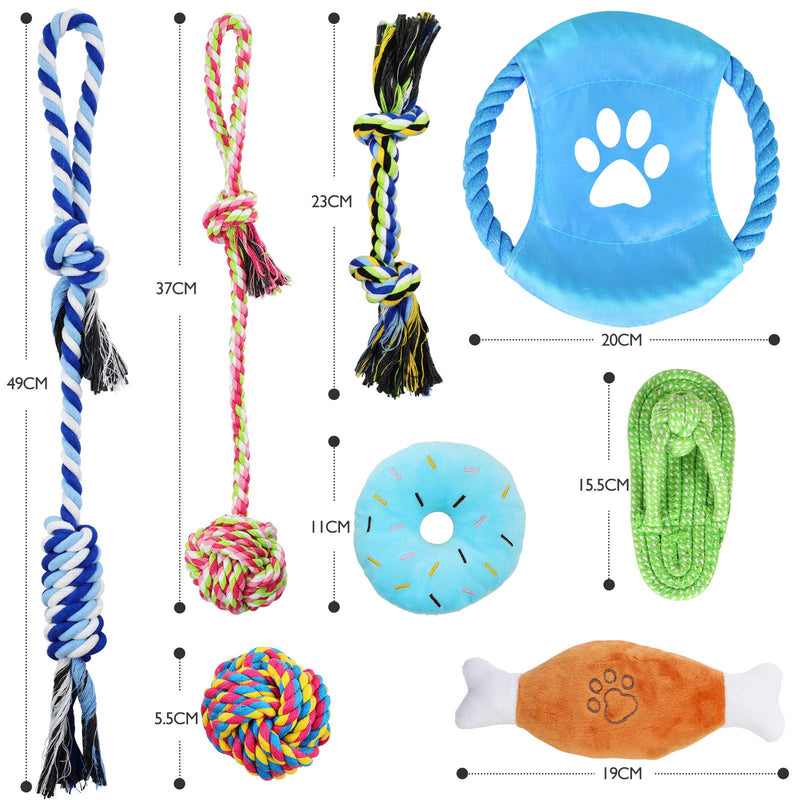 WD&CD 8 Pcs Dog Toys, Chew Toys for Dogs Dog Squeaky Toy Dog Chew Rope Toy Puppy Teething Toy Dog Rope Toy for Puppies Small Large Dogs - PawsPlanet Australia