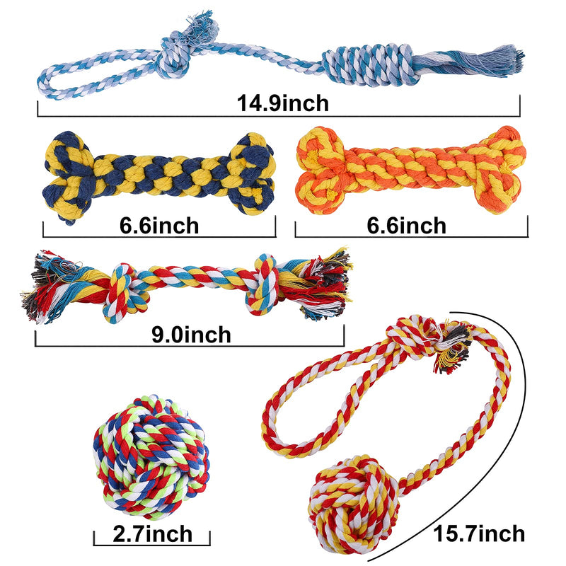 Ruisita 6 Pieces Dogs Ball Knot Training Toy Pet Teeth Training Toys Natural Teeth Cleaning Chew Rope Puppy Boredom Rope Toy for Puppy, Small Dogs Mixed Cotton Rope Pet Toys Set - PawsPlanet Australia