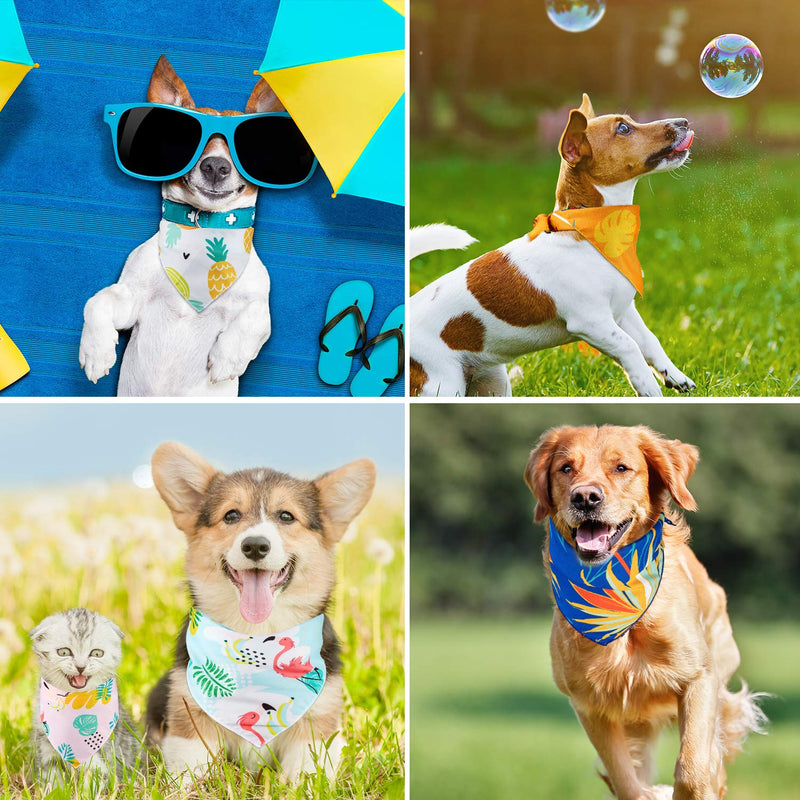 8 Pieces Pet Bandanas Dog Triangle Summer Bandana Hawaiian Dog Scarf Pet Triangle Bibs Adjustable Rainforest Fruit Flamingo Style Bandana for Small Large Dogs (L) Large (8 Count) - PawsPlanet Australia