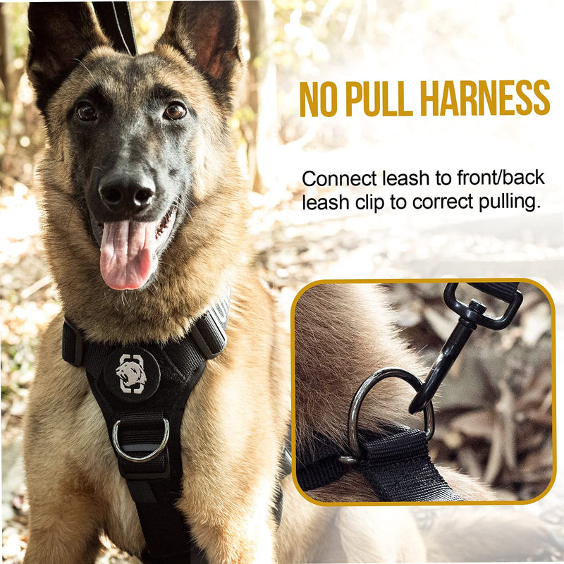 OneTigris No-Pull Dog Harness Goliath Harness with Handle Tactical Adjustable Harness for Dogs Puppies Hunting Hiking Training Walk Outdoor Activities (Black, XL) Black - PawsPlanet Australia