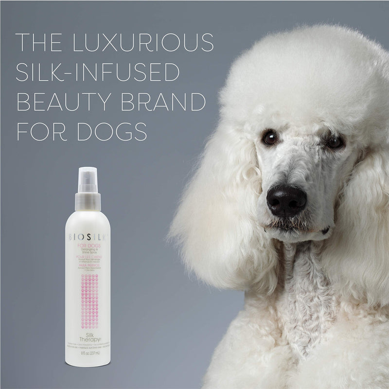 BioSilk for Dogs Silk Therapy Detangling Plus Shine Protecting Mist for Dogs | Best Detangling Spray for All Dogs & Puppies for Shiny Coats and Dematting | 8 Oz - Pack of 2 - PawsPlanet Australia