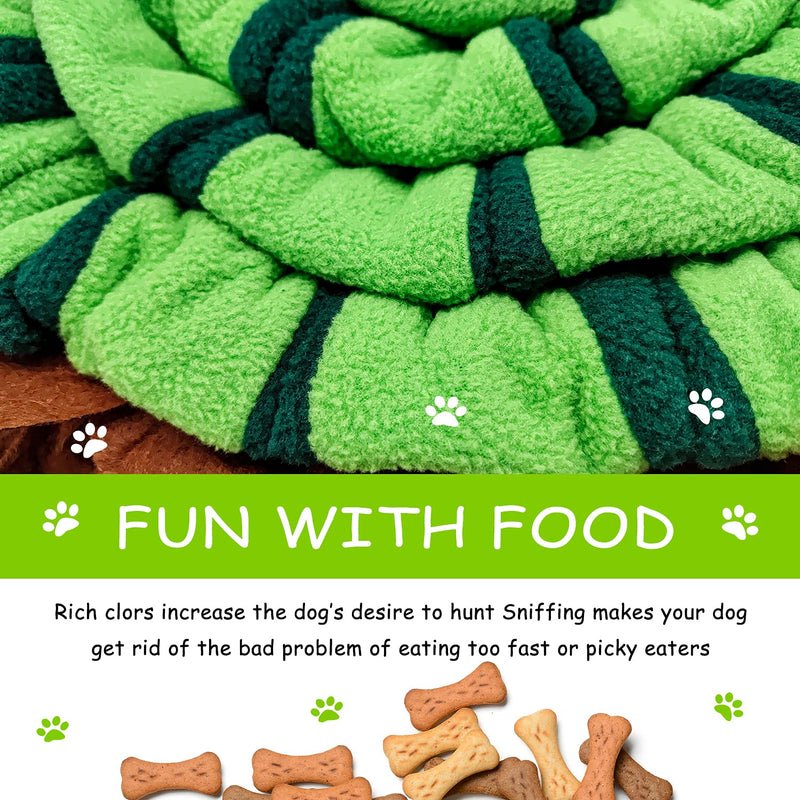 Coomazy Pet Dog Snuffle Mat, Dog Puzzle Toys, Nosework Training Mats, Snuffle Mat for Dog Encourages Natural Pet Foraging Skills for Smell Training/Slow Eating/Stress Relief/Dog Treat Dispenser Roud-50x50cm Green - PawsPlanet Australia