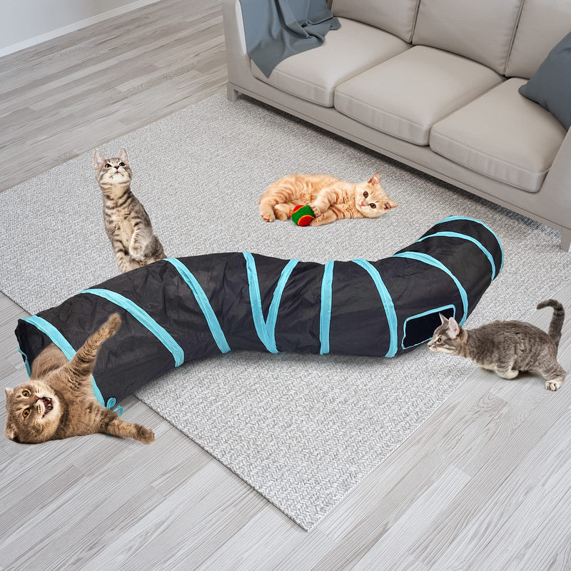 Bemodst S-Type Cat Tunnel, 2 Way/3 Way/4 Way/5 Way Collapsible S-Shape Small Animal Tubes Kitty Tunnels Interactive Maze House Toy with Storage Bag for Kitten Puppy Rabbit Guinea Pig … 2-Way - PawsPlanet Australia