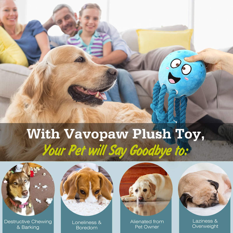 VavoPaw Stuffed Plush Dog Toys, Interactive Cute Octopus Squeaky Dog Toys for Reducing Boredom, Durable Stuffed Dog Chew Toys for Puppy, Small, Medium, Large Breeds Blue - PawsPlanet Australia