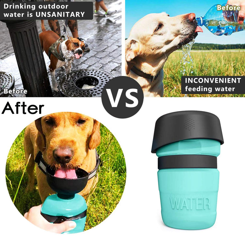 Portable Dog Water Bottle,Upgraded 2 in 1 Pet Travel Water Bottle and Bowl,Leakproof Pet Drinking Bottle for Dog Cat Outdoor Travel Walking,Lightweight Large Capacity Pet Water Bottles 18oz BPA Free Light Blue - PawsPlanet Australia