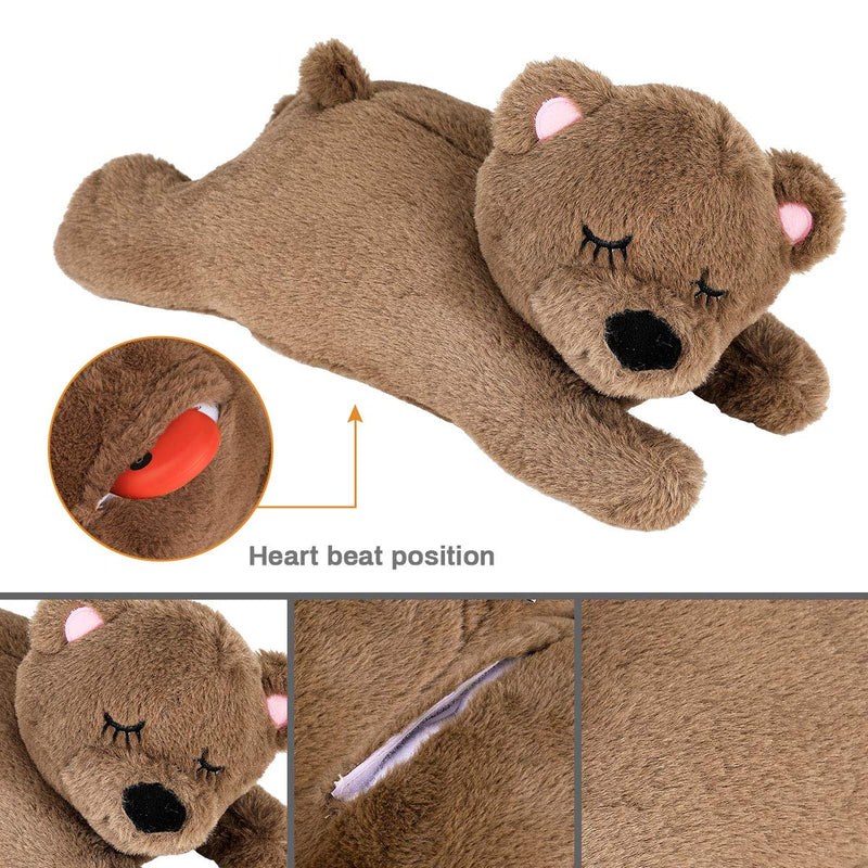 E-More Puppy Toy with Heartbeat, Puppies Separation Anxiety Dog Toy Soft Plush Sleeping Buddy Behavioral Aid Toy Puppy Heart Beat Toy for Puppies Dog Pet, Bear Shape - PawsPlanet Australia