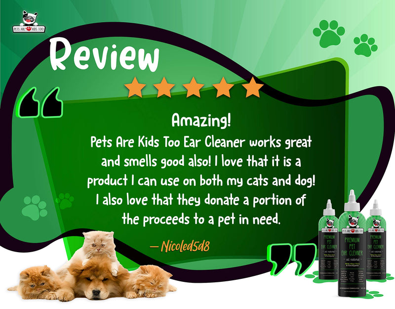 Cat & Dog Ear Cleaner Solution - Itch Relief for Dogs and Cats to Eliminate Head Shaking - Clear, No Mess Formula Vet Formulated Natural Pet Ear Treatment with Aloe Vera & Eucalyptus 8oz - 1 bottle - PawsPlanet Australia