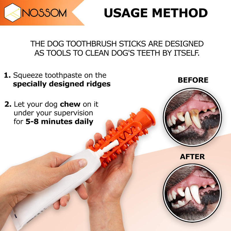 Dog Toothbrush Toys Chew Set - 2 Pcs Dog Toothbrushes Chewable Stick Bone Toy for Small Medium Large Breed Pet Dogs Puppy for Dental Oral Care Teeth Cleaner Self-Brushing Self-Cleaning with Toothpaste - PawsPlanet Australia