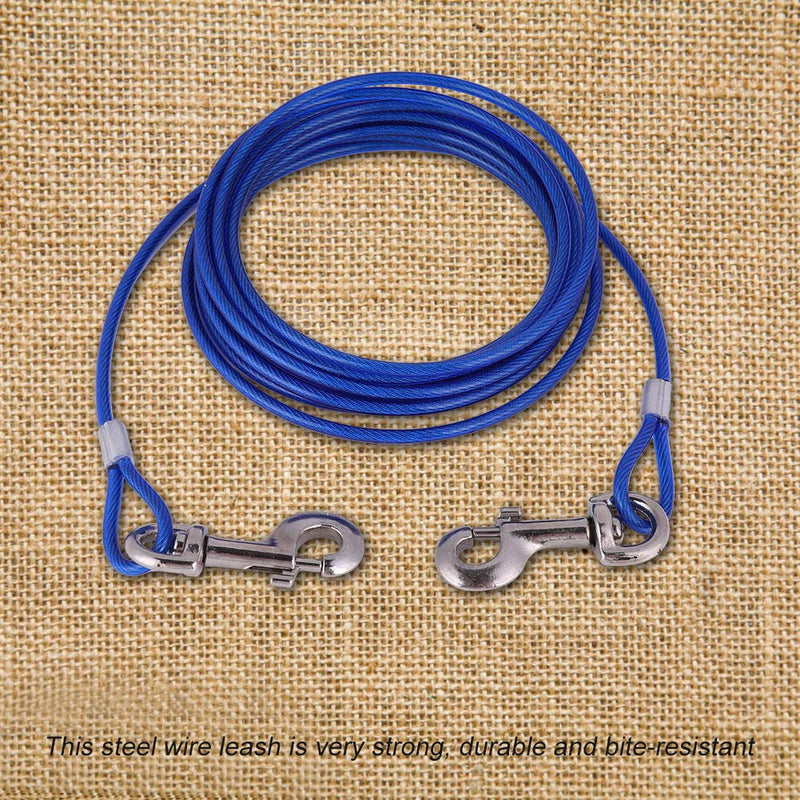 Zerodis Steel Wire, Pet Dogs Tie Out Cable Steel Wire Tieout Leash Metal Leash for Camping Outdoor Yard(Blue) Blue - PawsPlanet Australia