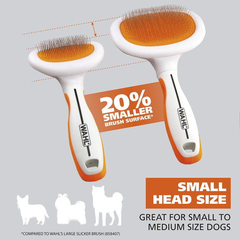 [Australia] - Wahl Premium Small Slicker Brush with Ergonomic Rubber Grips for Comfortable Brushing of Small Dogs & Cats - Model 858406 