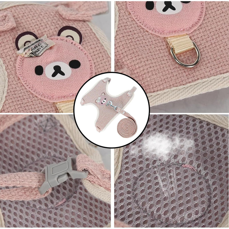Pack of 2 rabbit leashes, dwarf rabbits, adjustable rabbit leashes, adjustable soft rabbit harness with elastic leash for small animals, kitty pets (pink and grey). - PawsPlanet Australia