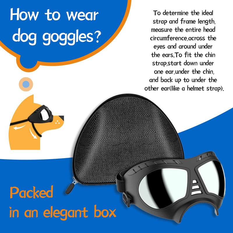 NVTED Dog Goggles Big Area Dog Sunglasses, Large Breed Windproof Snowproof Eye Protection Dog Glasses for Outdoor Driving Cycling (Small) Small - PawsPlanet Australia