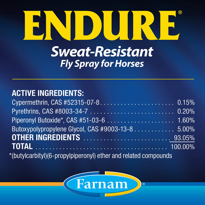 Farnam Endure Sweat-Resistant Fly Spray for Horses 14-day Long Lasting Protection, 32 oz. Pump Spray - PawsPlanet Australia
