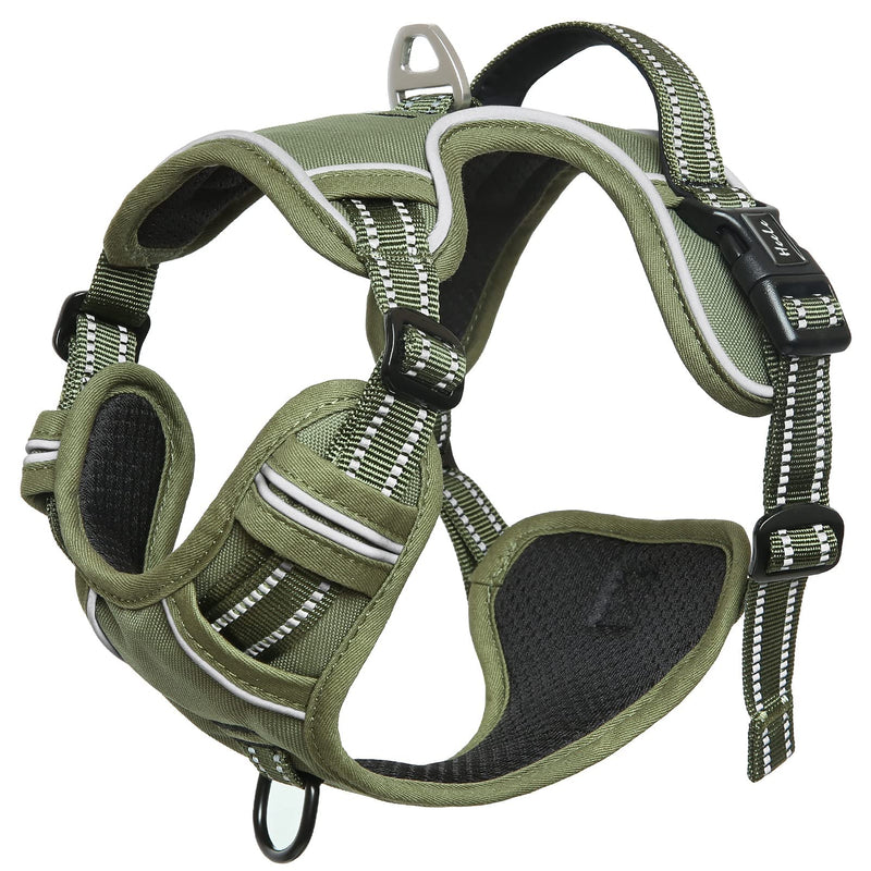 HEELE Dog Harness, Dog Harness Puppy Adjustable Harness Dog Chest Harness Reflective Breathable Dog Harness for Small Medium Dogs, Army Green, XS MC Army Green - PawsPlanet Australia