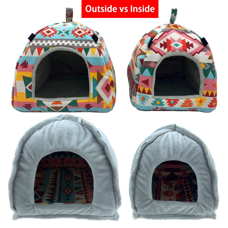 Guinea Pig Hamster Bird Squirrel Ferret Suger Glider Hedgehog Chinchillas Bed Hammock Winter Warm Small Pet Animal Hanging Home House Cotton Cage Nest Tent (Ethnic style + mat, extra large(8.66 inch)) A.Ethnic+mat-8.6'' - PawsPlanet Australia