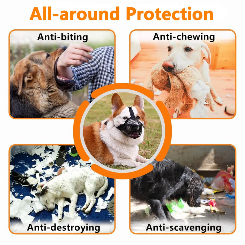 gotyou Muzzle for dogs, dog training muzzle, dog muzzle, muzzle for dogs with rounded mesh, breathable muzzle for dogs, for medium dogs, large dogs, prevents biting, chewing (L). - PawsPlanet Australia